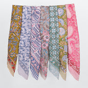 Lightweight Handcrafted Cotton Bandana, Block Printed Headwrap For Women Or Men, Stylish Summer Gift - 7pcs